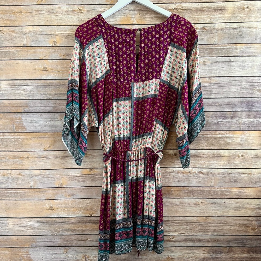 American Eagle Boho Patchwork Multi Print Mini Dr… - image 2